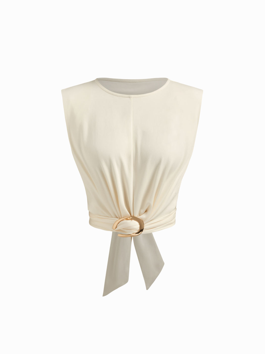 Cotton-blend Boat Neck Metal Detail Bowknot Tank Top