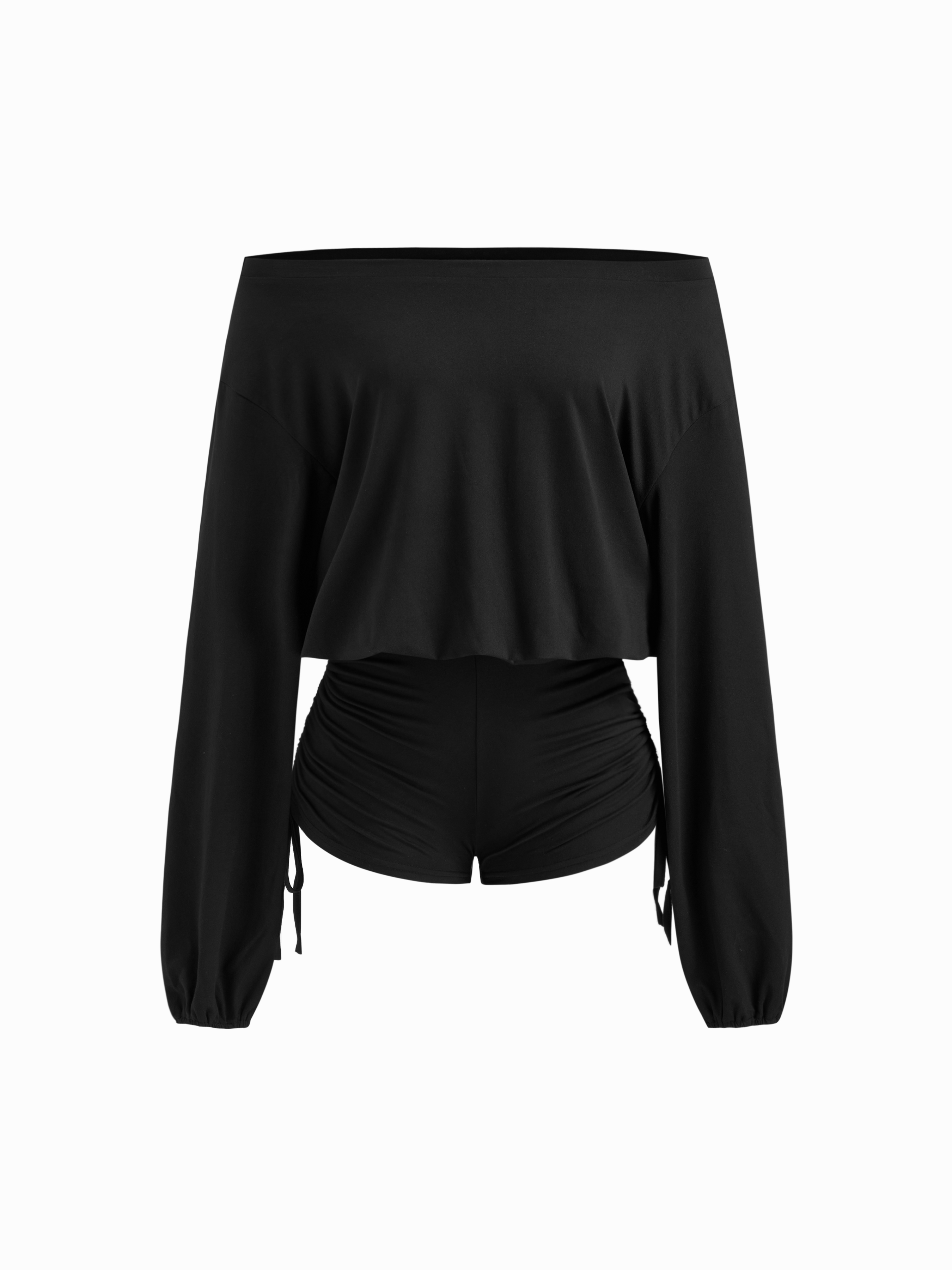 Tricot Asymmetrical Neck Drawstring Romper For Décontracté quotidien