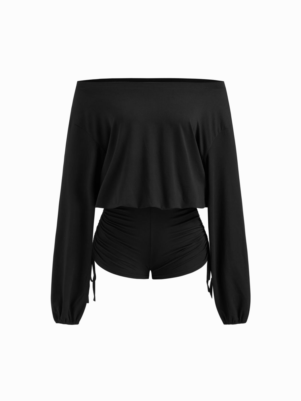 Asymmetrical Neck Drawstring Romper