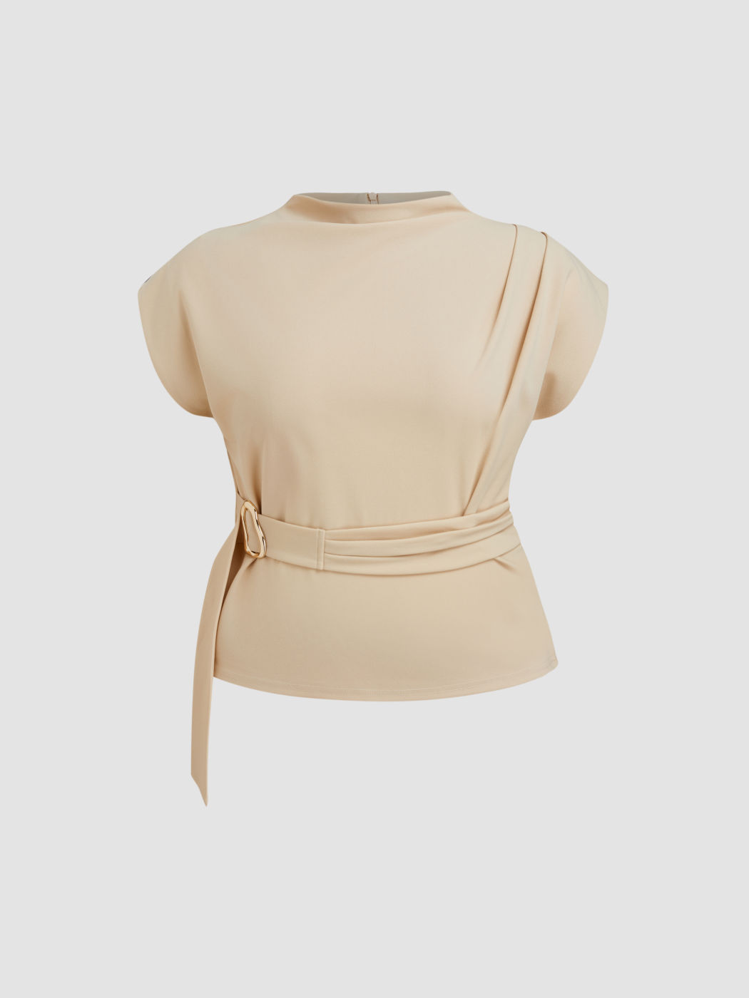 Top con cintura arricciata con cintura e collo alto Curve & Plus