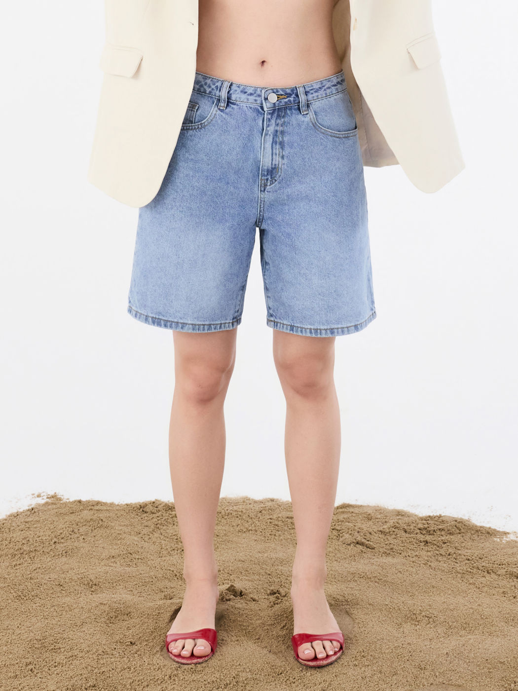Cider Denim Low-Rise Taschen-Shorts