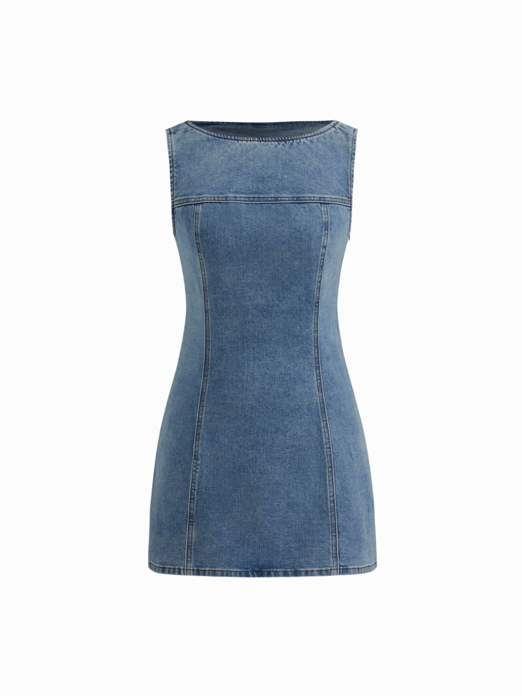 Stretch Denim Zipper Mini Dress