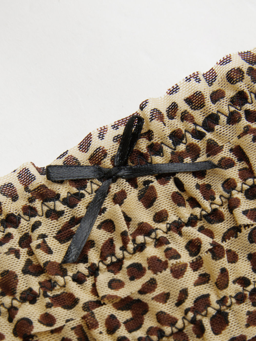 Mesh Low Rise Leopard Bowknot Brief