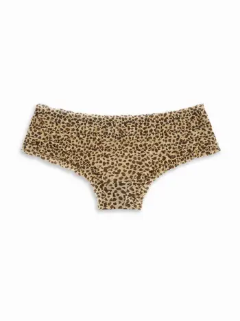 Slip Mini Leopardato a Vita Bassa in Mesh con Fiocchetto