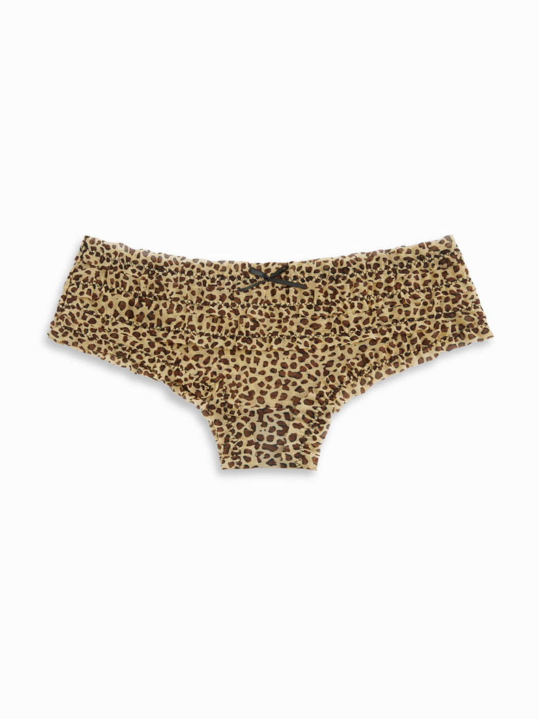 Mesh Low Rise Leopard Bowknot Brief