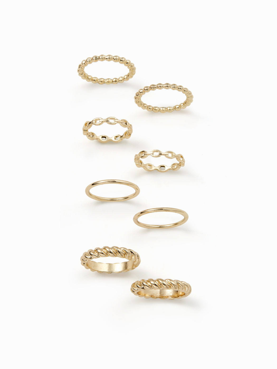 SET DI ANELLI 8PCS CATENA, CERCHIO E INTRECCIATI