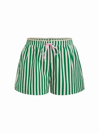 Mittelhohe gestreifte Shorts mit Knoten Kurve & Plus