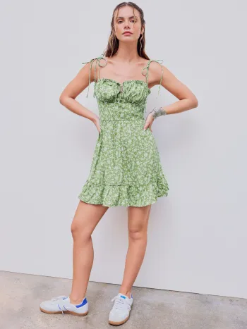 Ditsy Floral Tie Shoulder Mini Dress