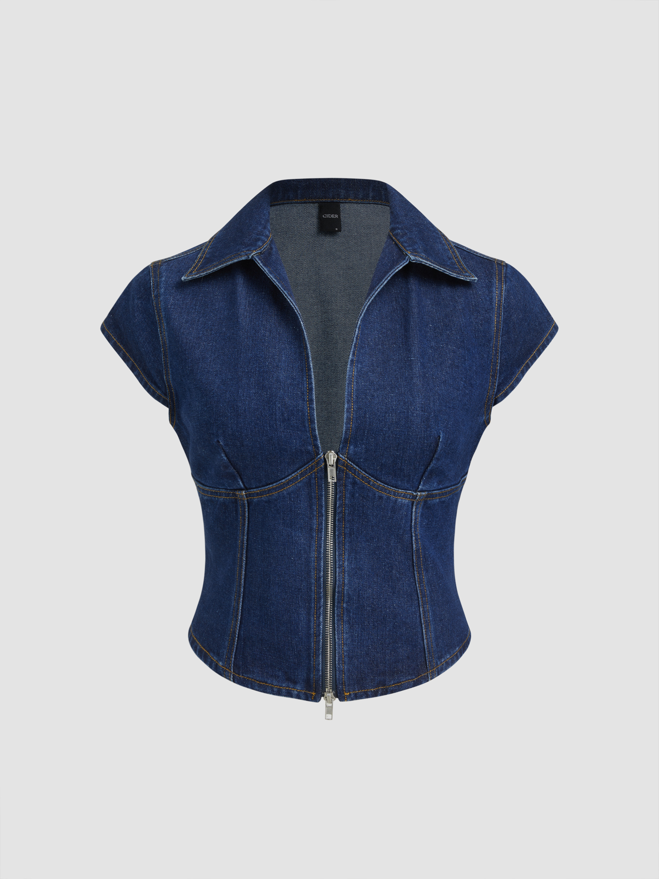 treat ürself sleeve cropped denim tops Majsa Cropped Denim Top | Nuuly