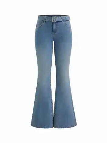Stretch Cider Denim Low-Rise Flares Jeans mit Gürtel