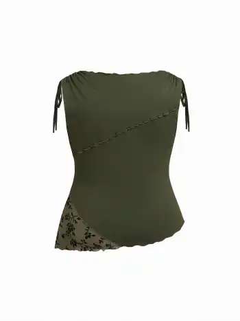 Bootschnitt Blumenmuster Patch Asymmetrischer Saum Tanktop Kurve & Plus
