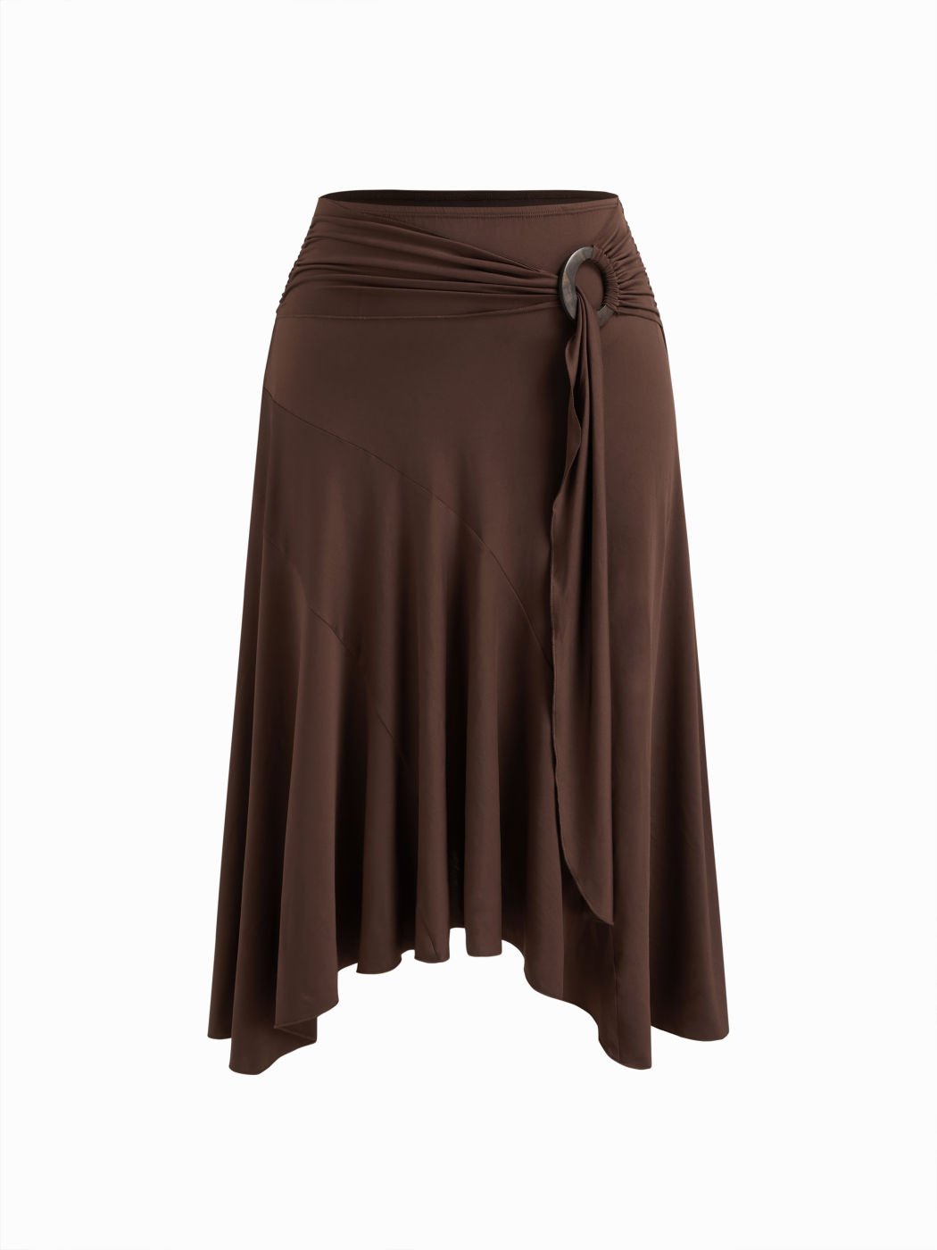 Gonna lunga maxi arricciata con orlo a volant a vita media Curve & Plus