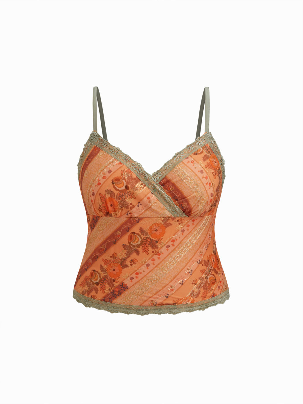 Top Cami Curvy e Taglie Forti con Scollo a V e Bordo in Pizzo Floreale