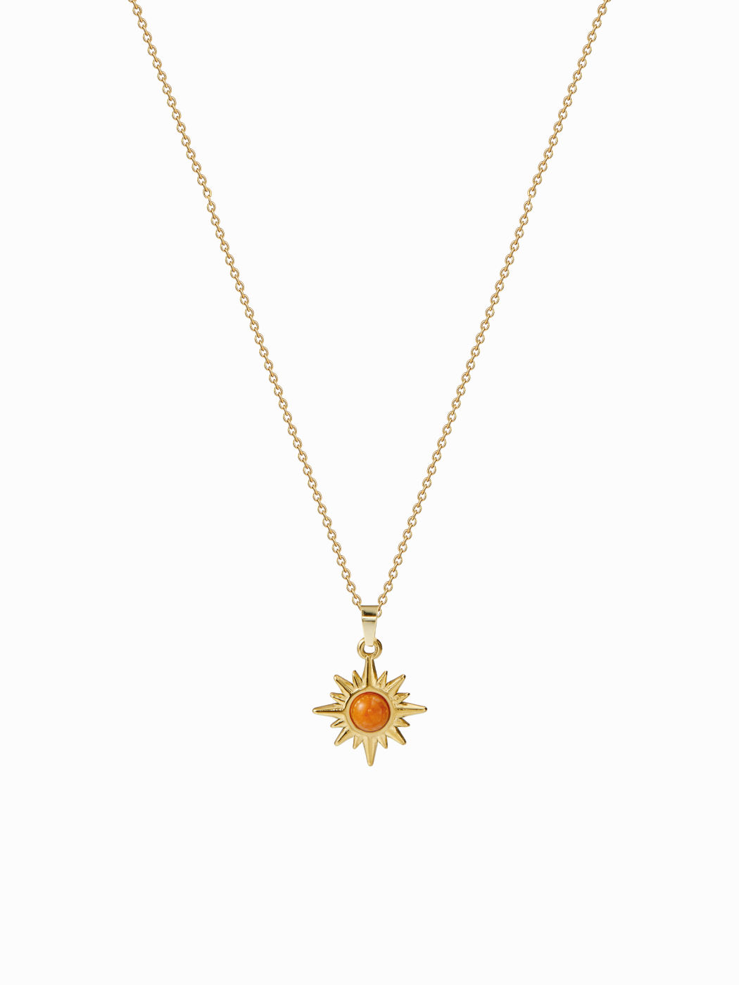 GEMSTONE DECOR SUN PENDANT NECKLACE