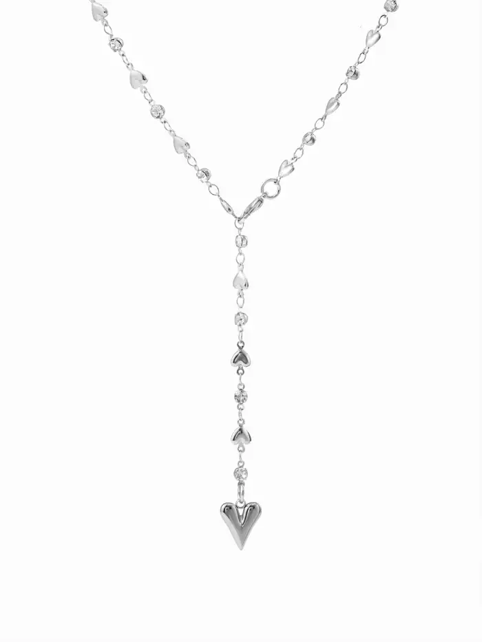 HEART RHINESTONE Y SHAPED CHAIN NECKLACE For Daily Casual Party