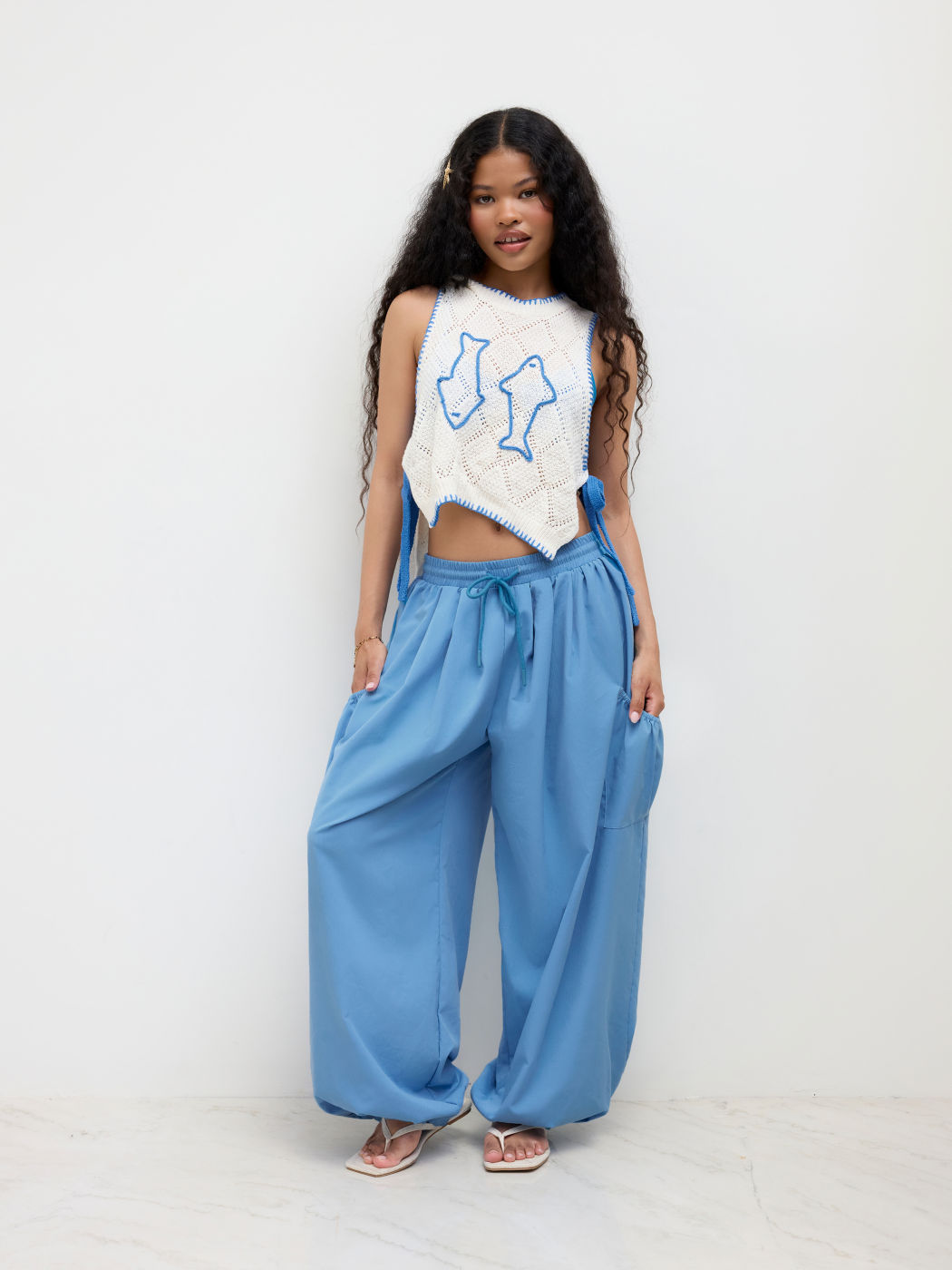 Mid Rise Knotted Joggers Trousers