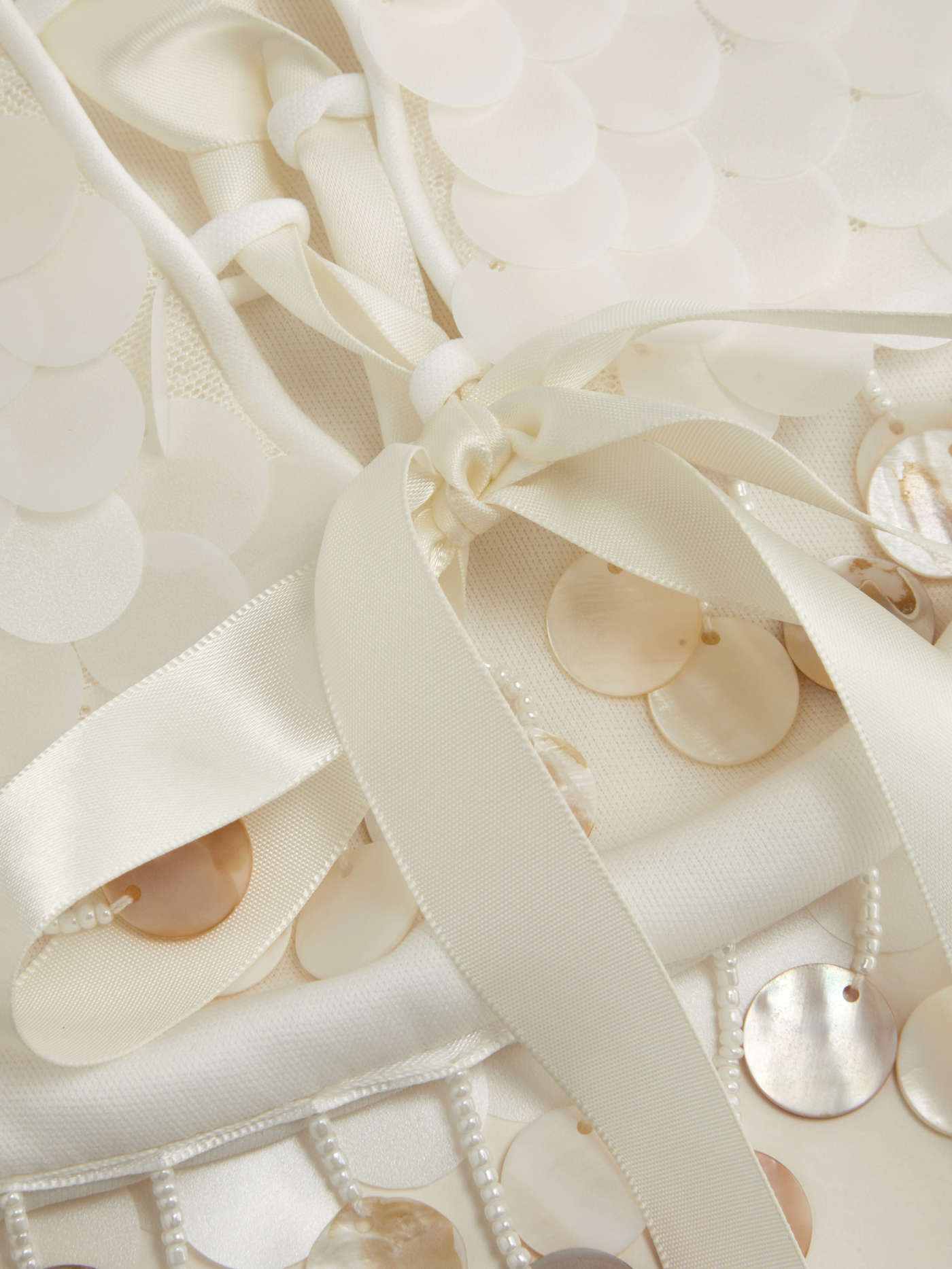 Sequin Lace Up Tassel Bandeau Top