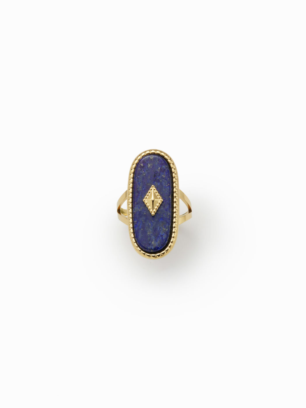 OVAL GEMSTONE 18K GOLD PLATED STAINLESS STEEL RING