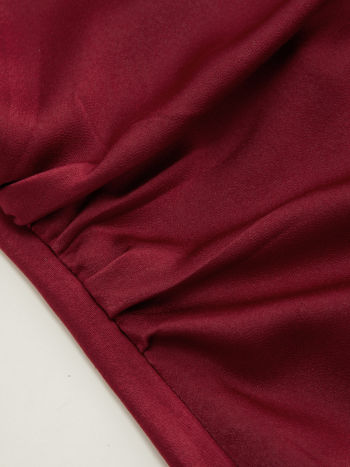 Satin Boat Neck Ruched Mini Dress