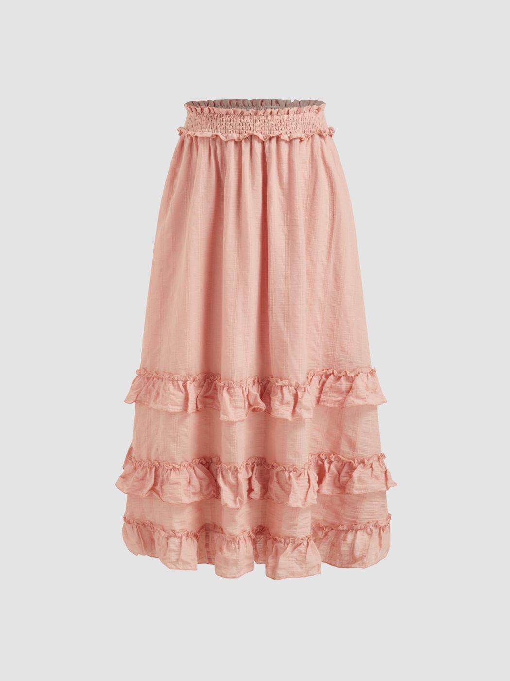 Gonna lunga maxi a balze con orlo a lattuga a vita media in misto cotone