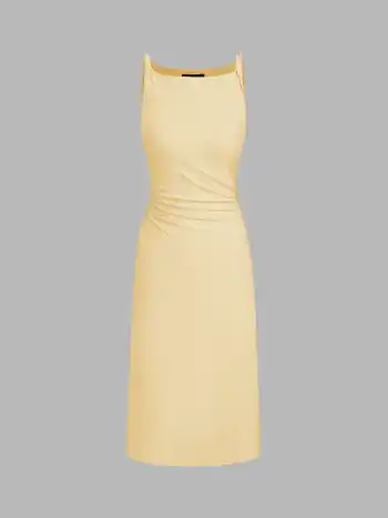 Midi-Kleid mit Bootshals und Knickfalten
