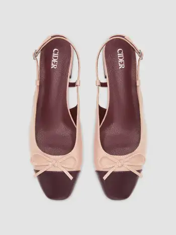 TWO-TONE BOW SLINGBACK MARY JANE FLATS For Daily Casual