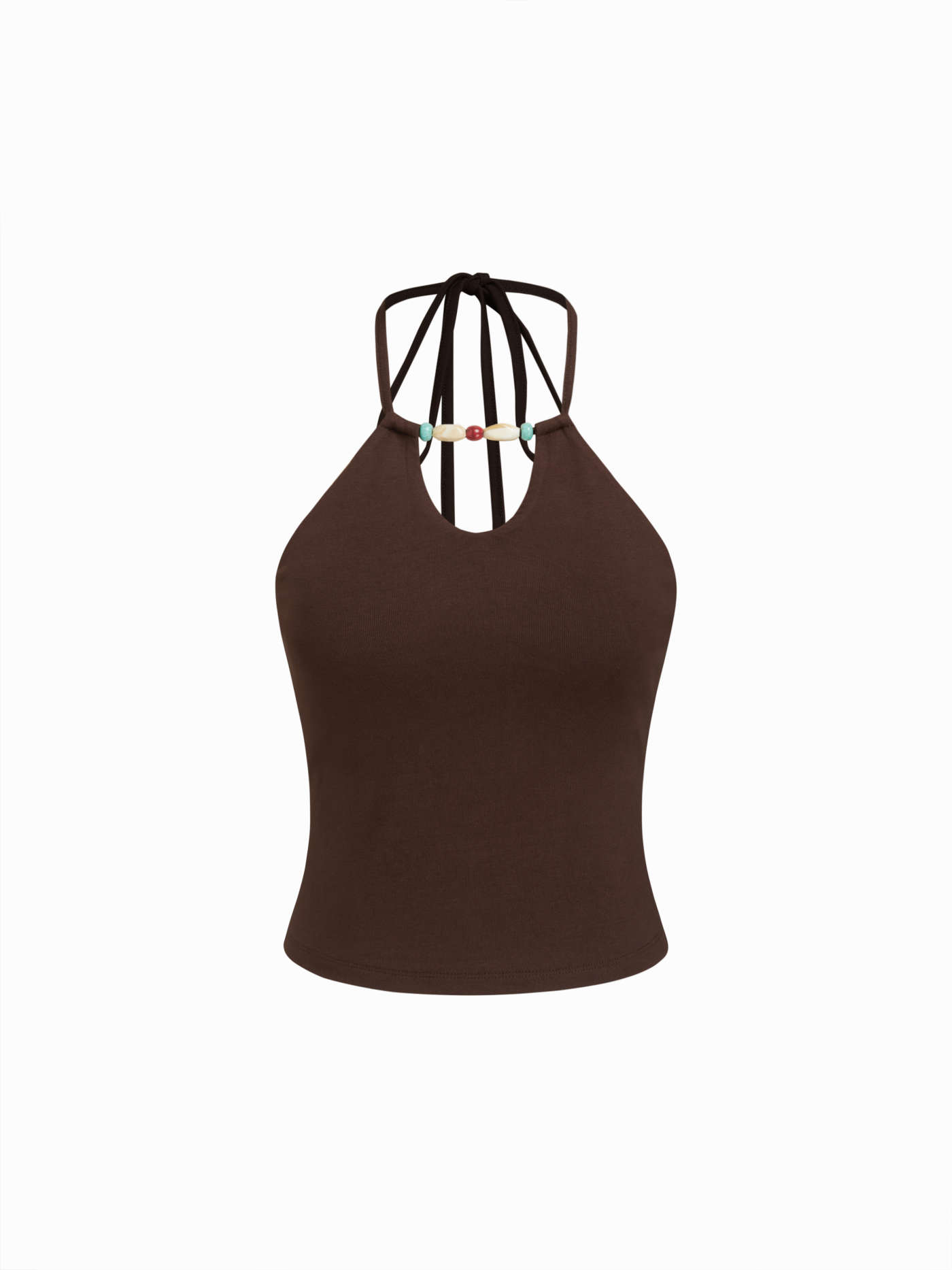 Halter Neckline Beaded Cami Top & Low Rise Drawstring Mini Skort Set