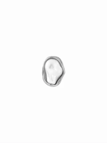 BAROQUE FAUX  PEARL 18K GOLD PLATED STAINLESS STEEL OPEN RING