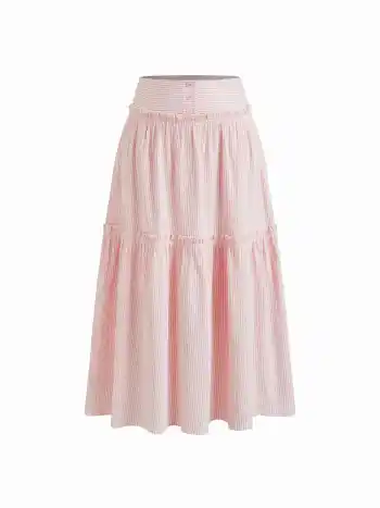 Mittelhohe gestreifte Maxi-Skirt mit Salatrand und Schichten
