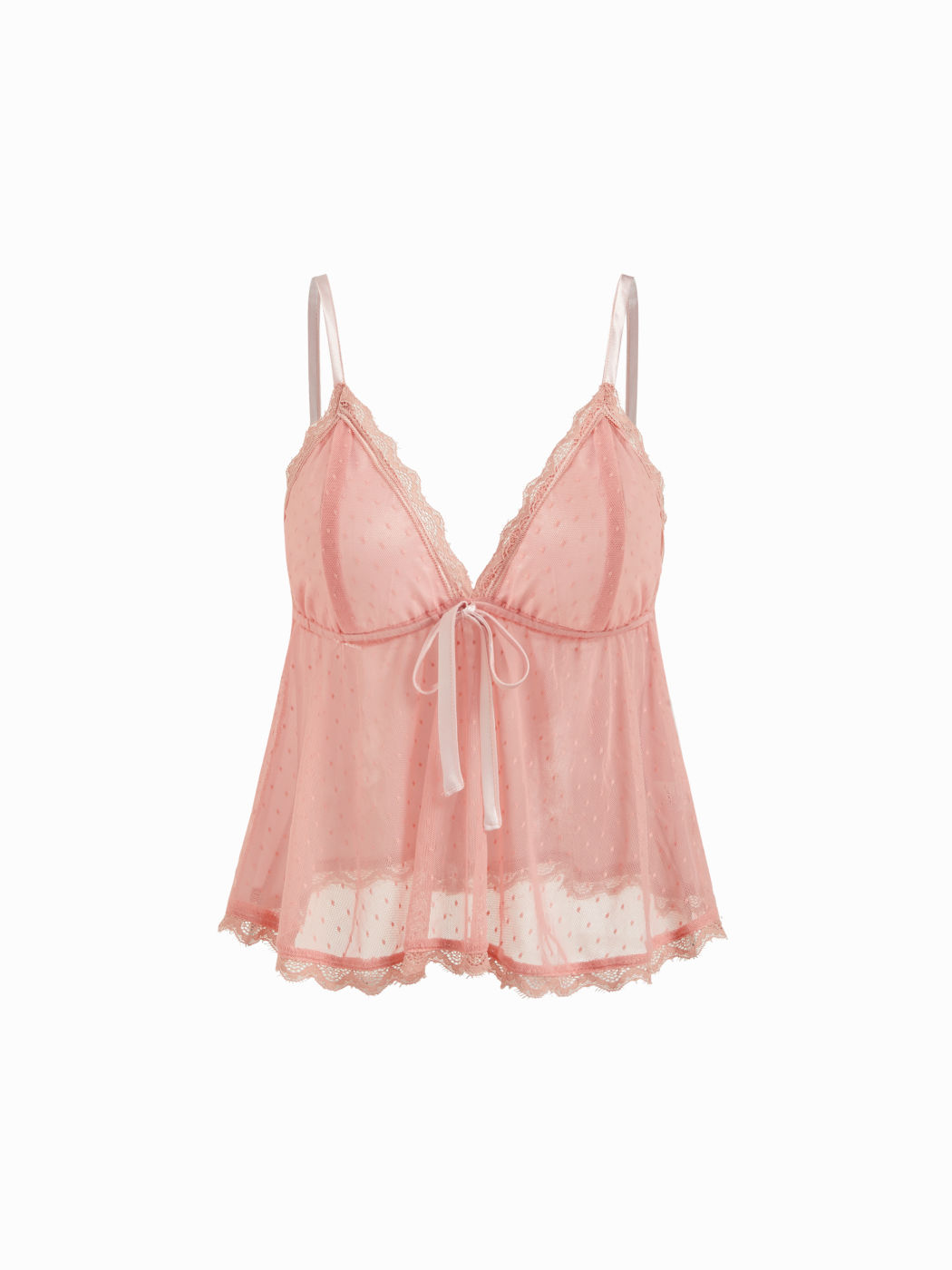 Loungewear-Set: Spitze V-Ausschnitt Knoten Cami-Oberteil & Satin Mittelbund Spitzebesatz Shorts