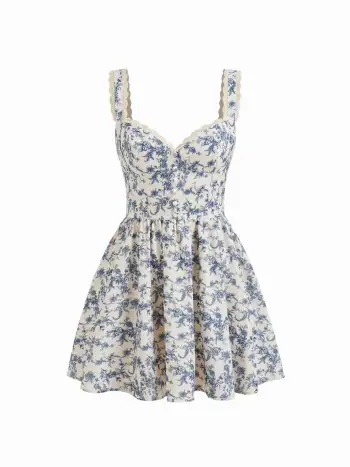 Woven Cotton V-neck Broderie Anglaise Floral Button Midi Dress For Vacation