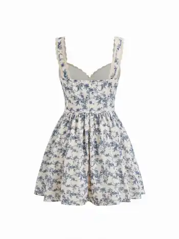 Mini-Kleid mit Herzausschnitt und floralem Spitzenrand