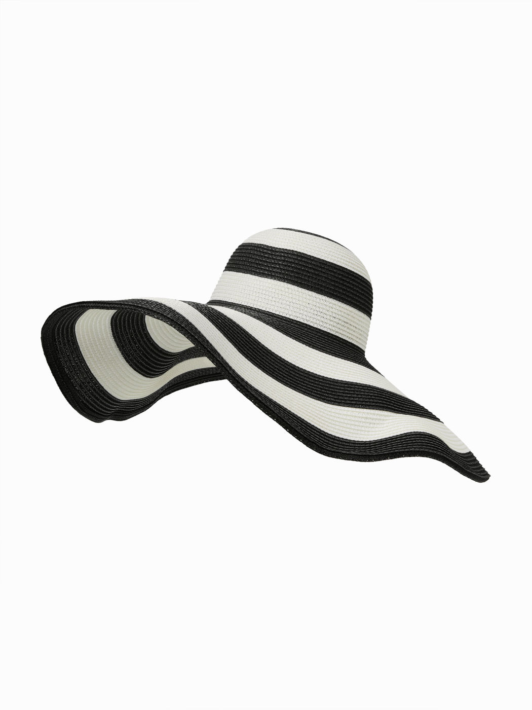 TWO-TONE STRIPED WIDE BRIMMED STRAW HAT