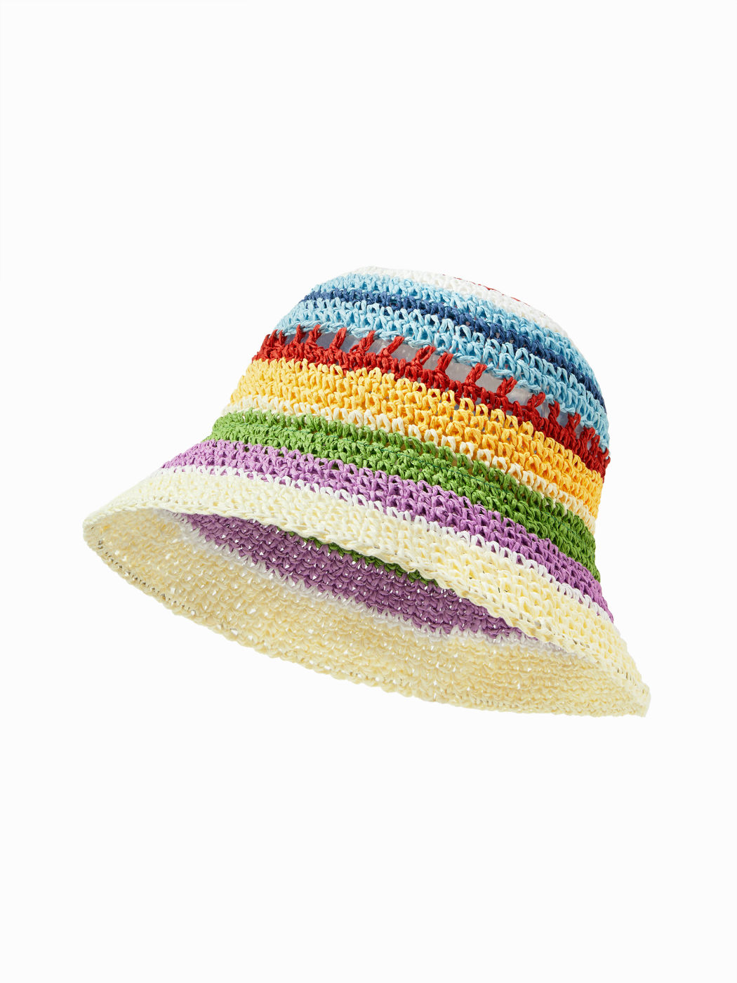 CAPPELLO DI PAGLIA A RIGHE ARCOBALENO