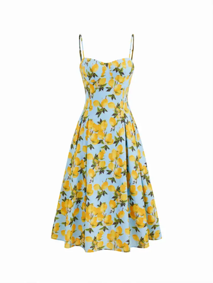 Mesh Asymmetrical Neck Floral Ruched Lettuce Trim Midi Dress