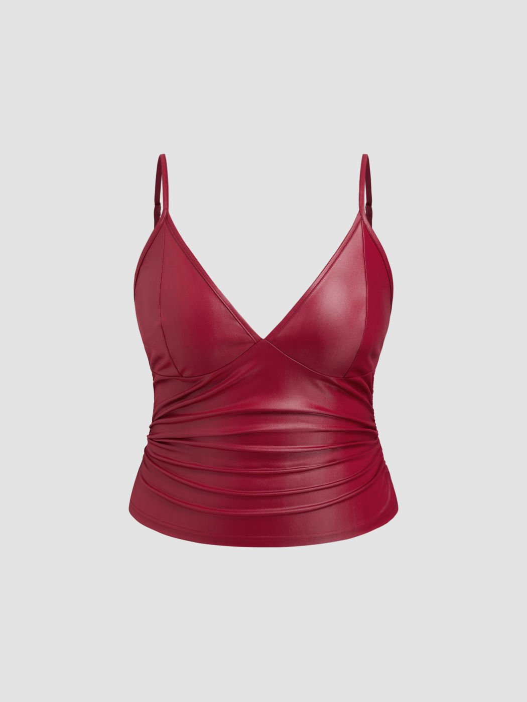 Top Cami Arricciato con Scollo a V Taglie Forti e Curvy