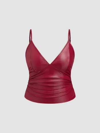 V-Ausschnitt Rippen Cami Oberteil Kurve & Plus