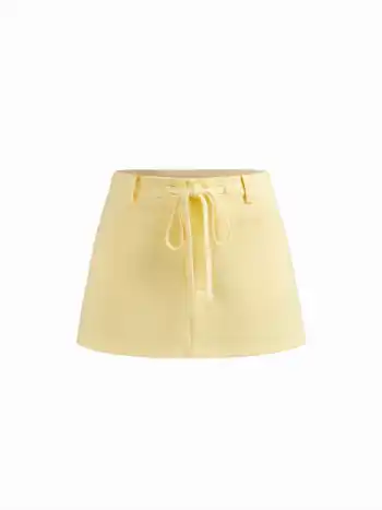 Baumwollmischung Low-Rise Knoten Mini-Skort