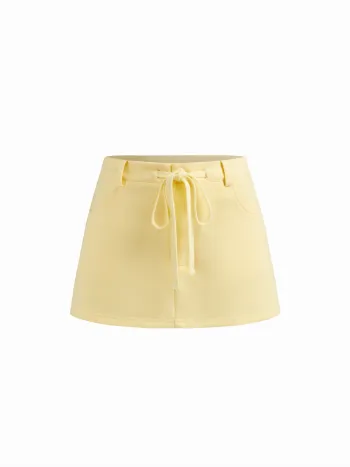 Baumwollmischung Low-Rise Knoten Mini-Skort
