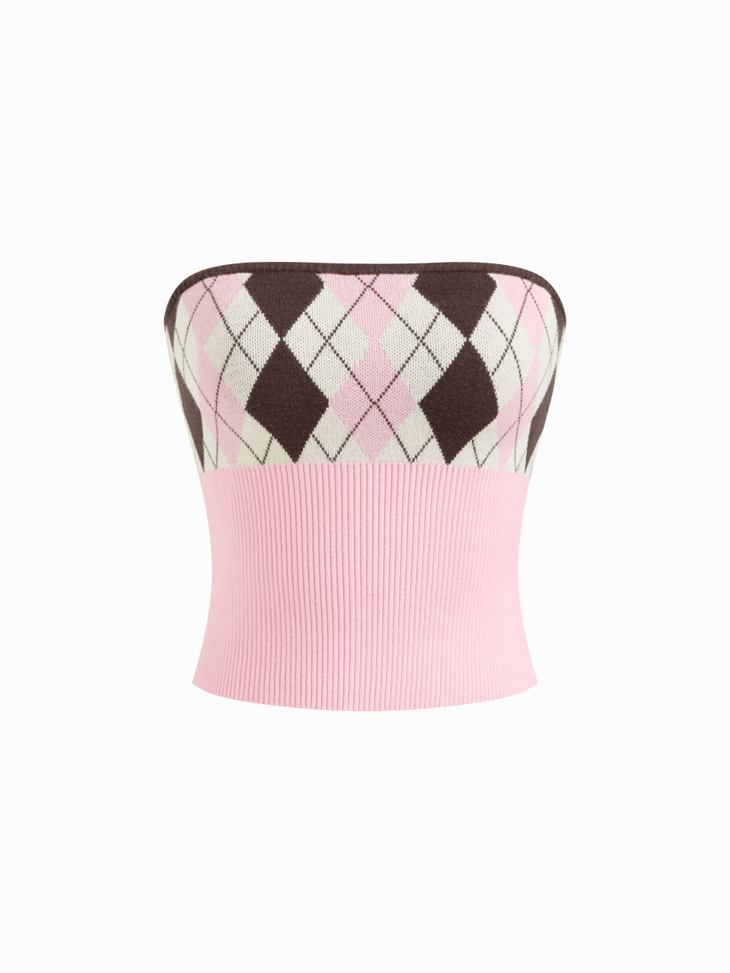 Top a fascia a maglia con motivo a rombi