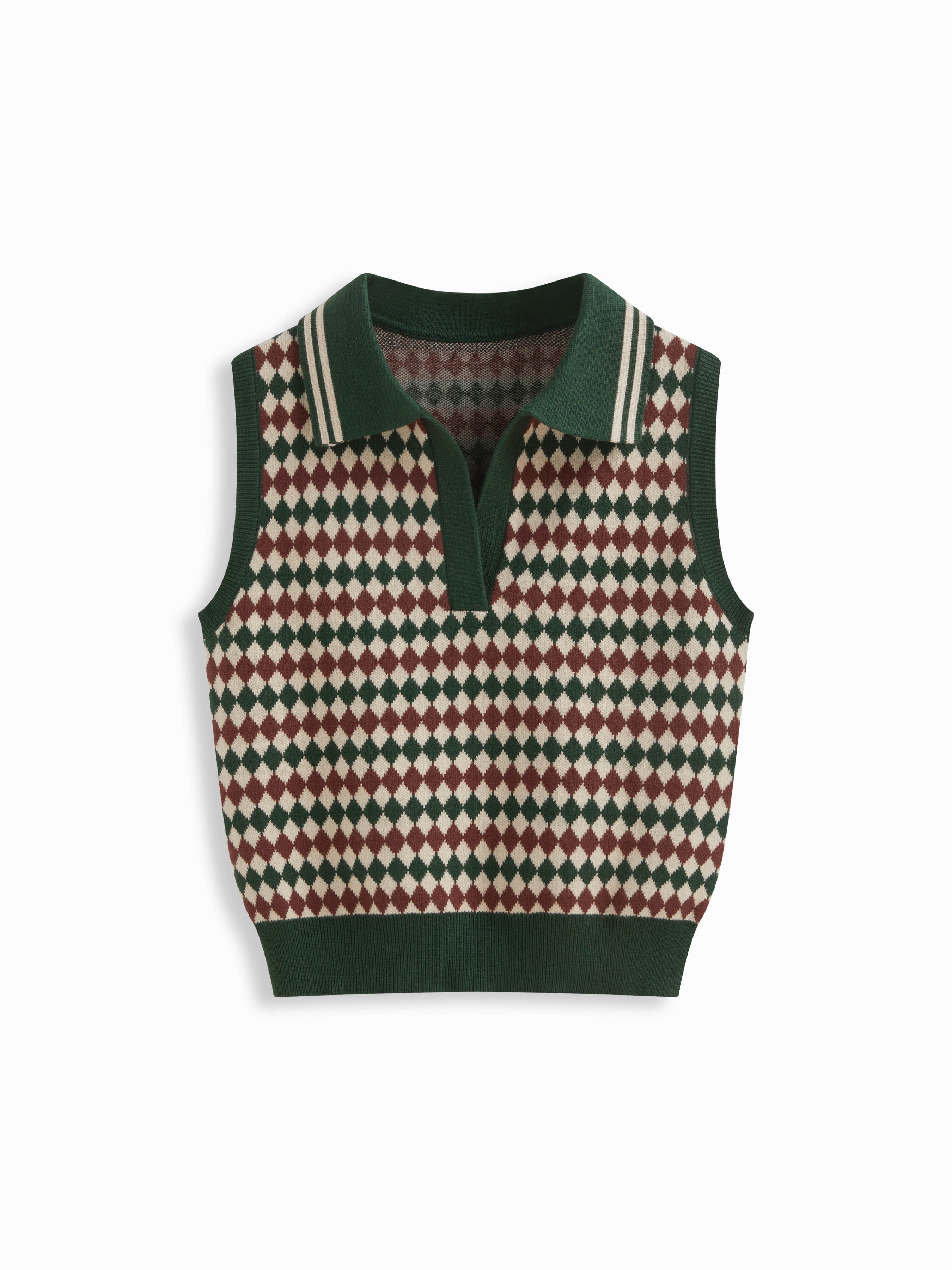 【SATIIIZ】Pad Pigment Collar Knit Short Sleeve Knit Fabric Knit Collar Geometric Button Short Sleeve Top