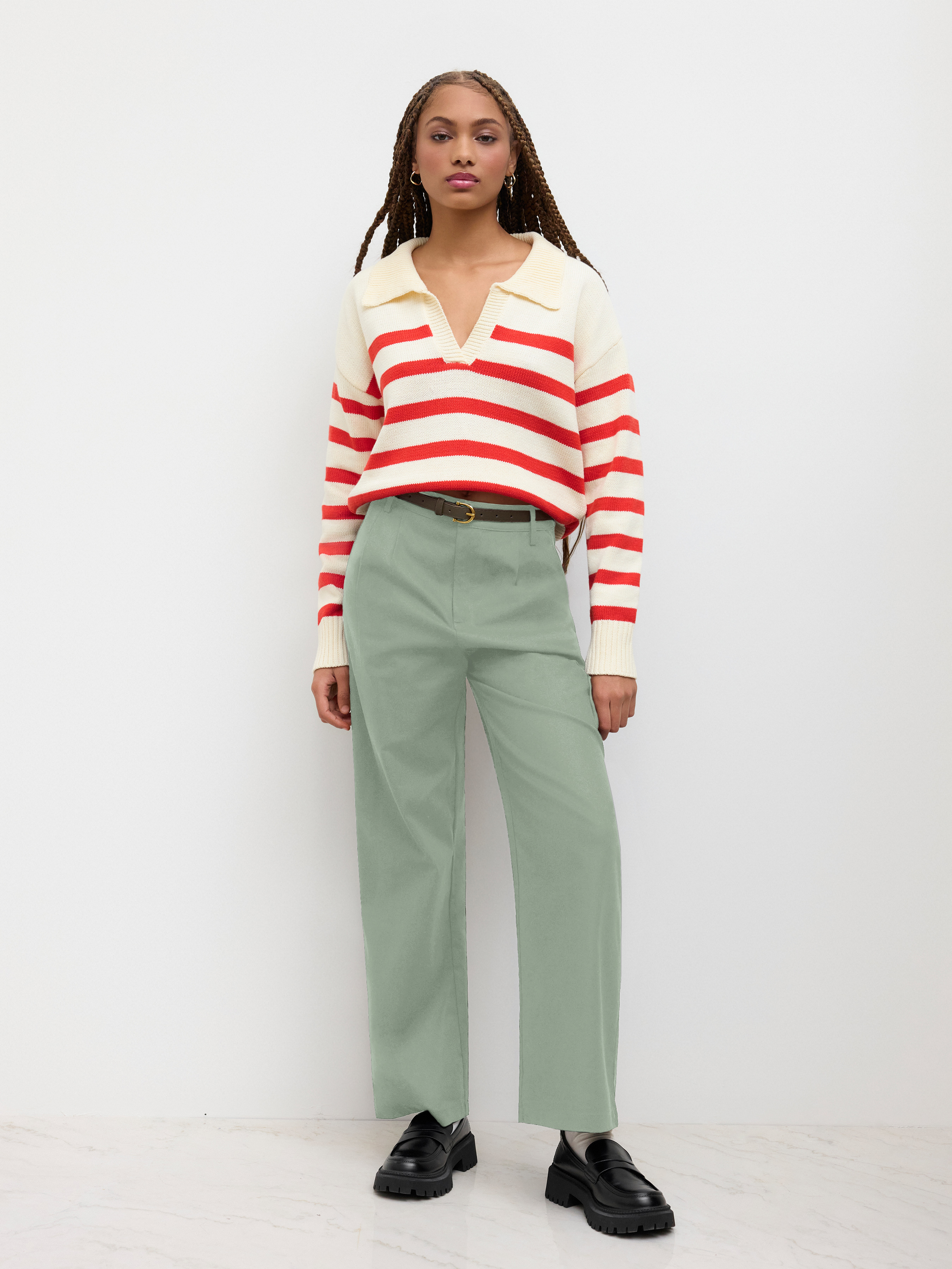 スーツ disemBySiiK embroidery linen slacks Wide Leg Pants Woven Belted Linen Straight Leg Pant For