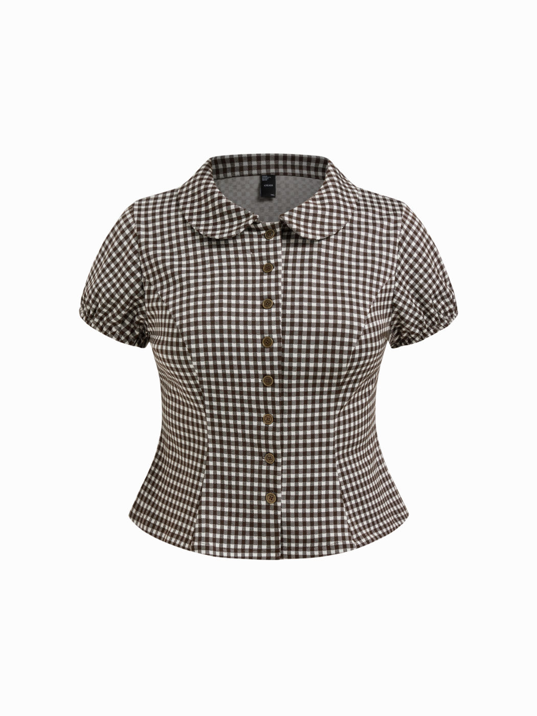 Blusa a quadri con colletto Peter Pan e maniche a sbuffo Curve & Plus