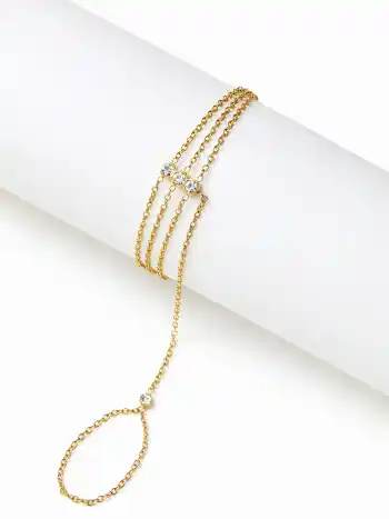 Dreifach geschichtete 18K vergoldete Edelstahl Handkettenarmband