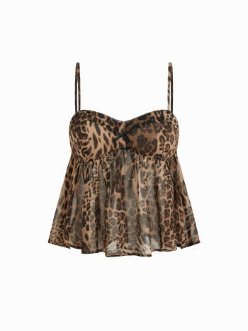 Sweetheart Neckline Leopard Bowknot Cami Top & Low Rise Shorts Loungewear Set
