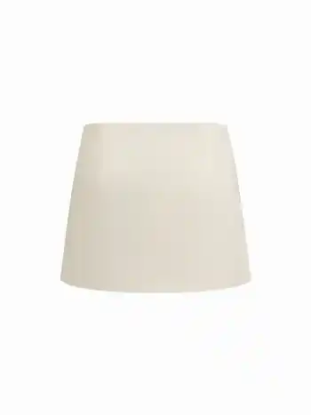 Linen-blend Low Rise Shell Detail Mini Skirt