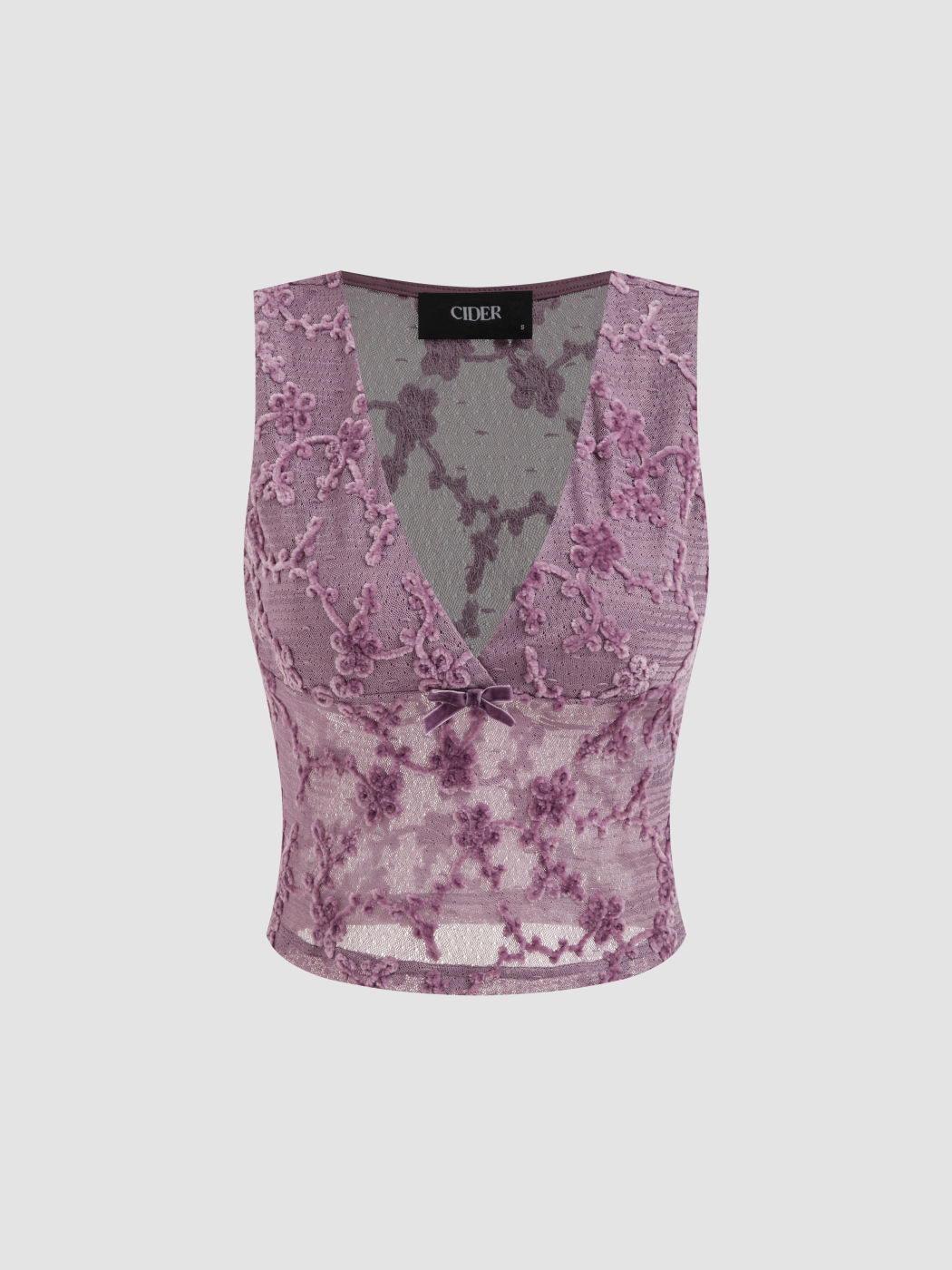 V-neck Floral Bowknot Tank Top