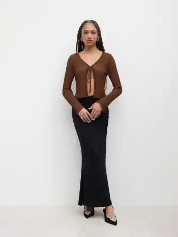 Solid Textured Knotted Cardigan