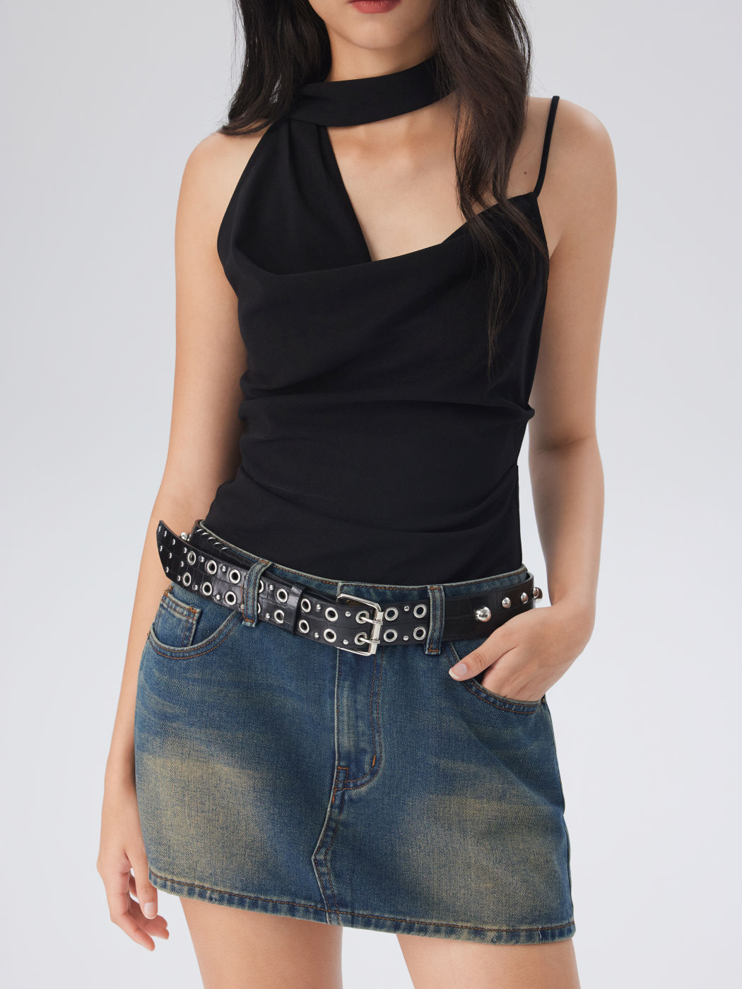 STUDDED & EYELET EMBELLISHED BELT