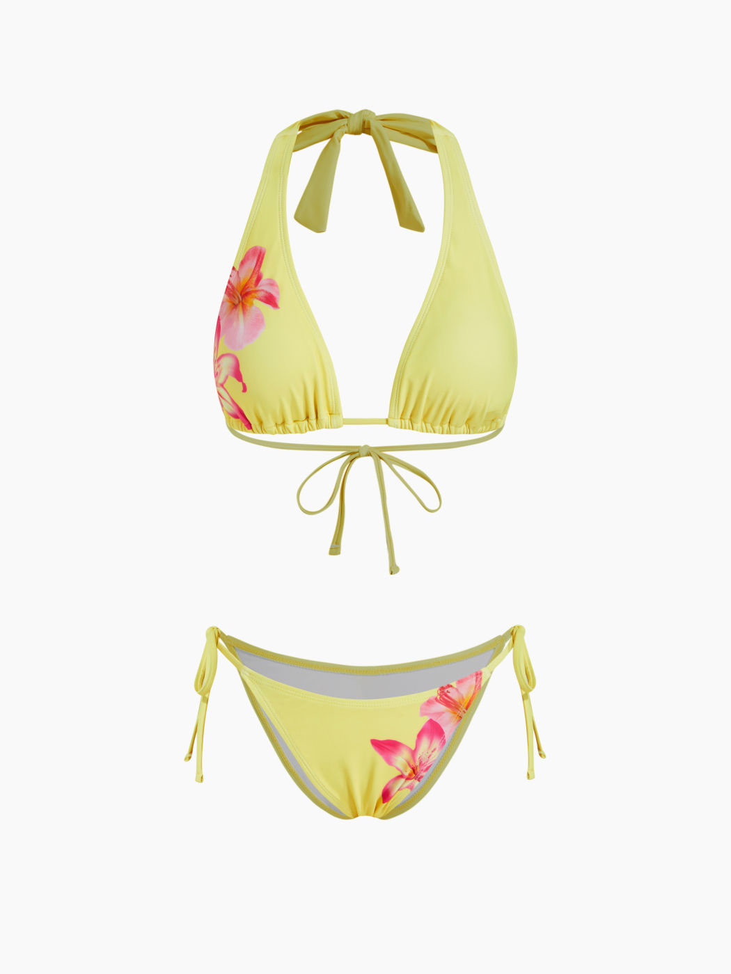 V-Ausschnitt Blumenmuster Knoten Halter Bikini-Set